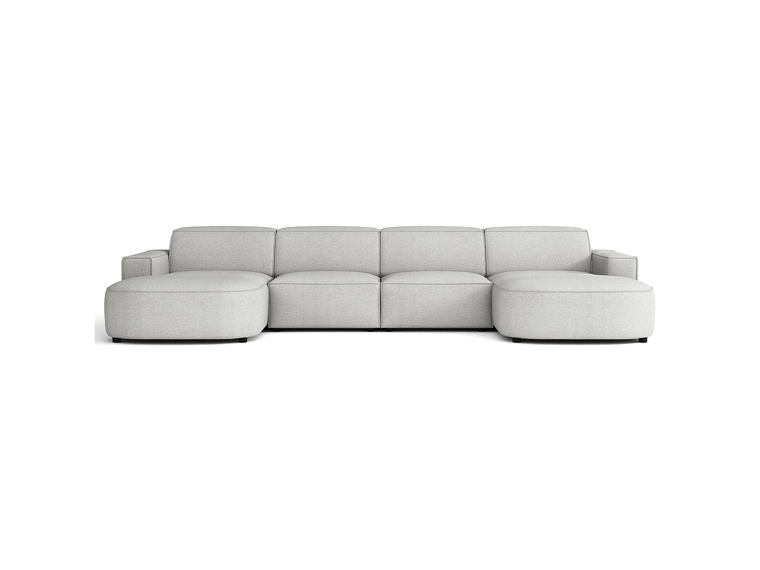 Hoekbank 3-zits, chenille lichtgrijs, 368 cm – Sallmo