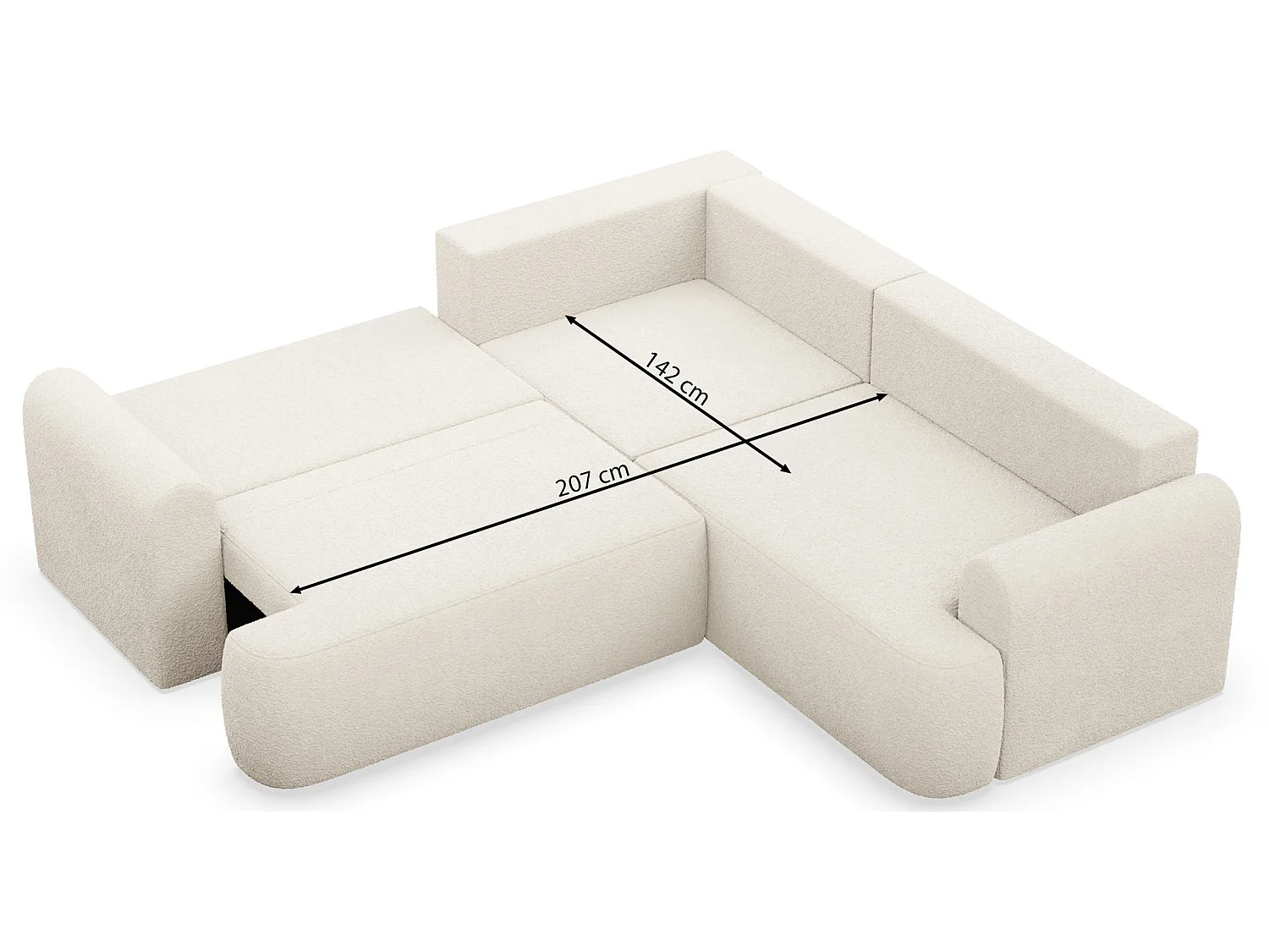 Hoekbank, 245 cm – Kaveo universeel met hoek