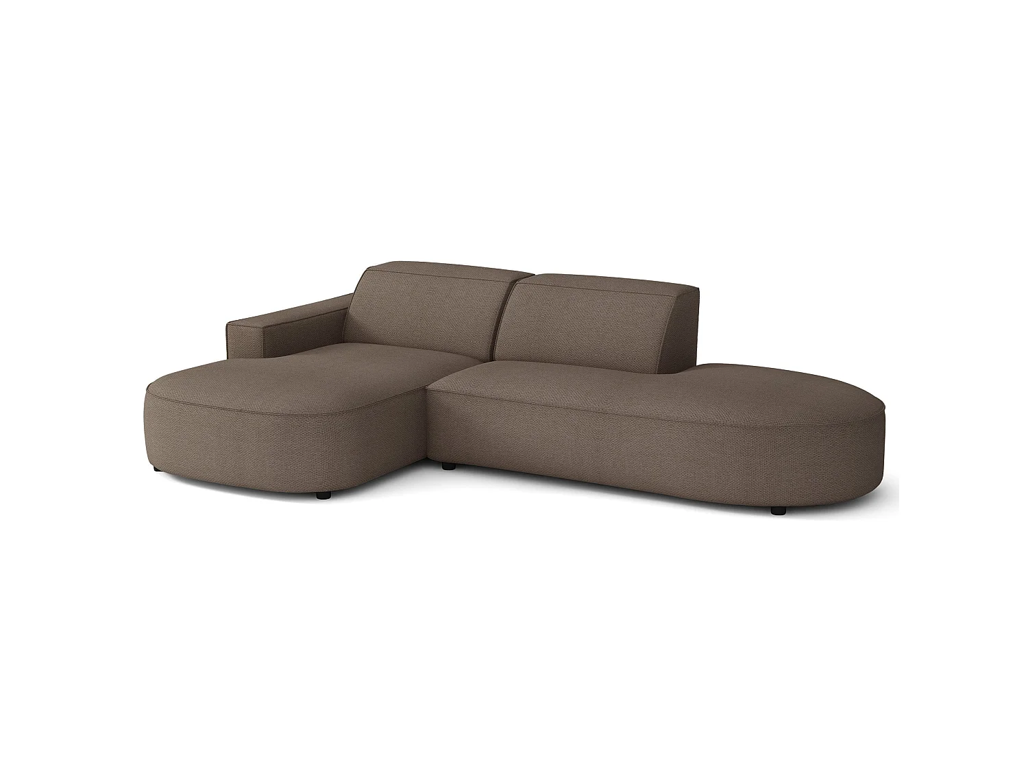 Hoekbank 3-zits, linkeropstelling, chenille lichtbruin, 276 cm – Sallmo