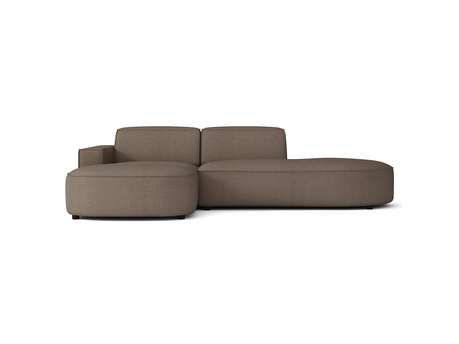 Hoekbank 3-zits, linkeropstelling, chenille lichtbruin, 276 cm – Sallmo