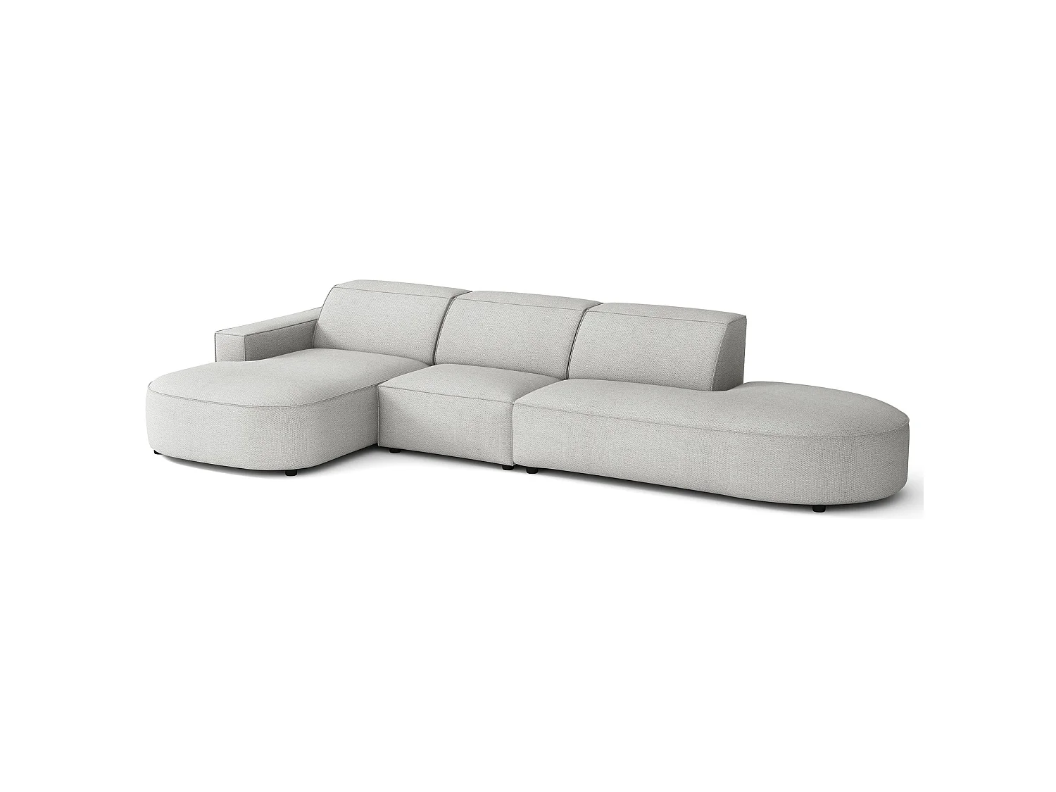 Hoekbank 3-zits, rechteropstelling, chenille crème, 358 cm – Sallmo