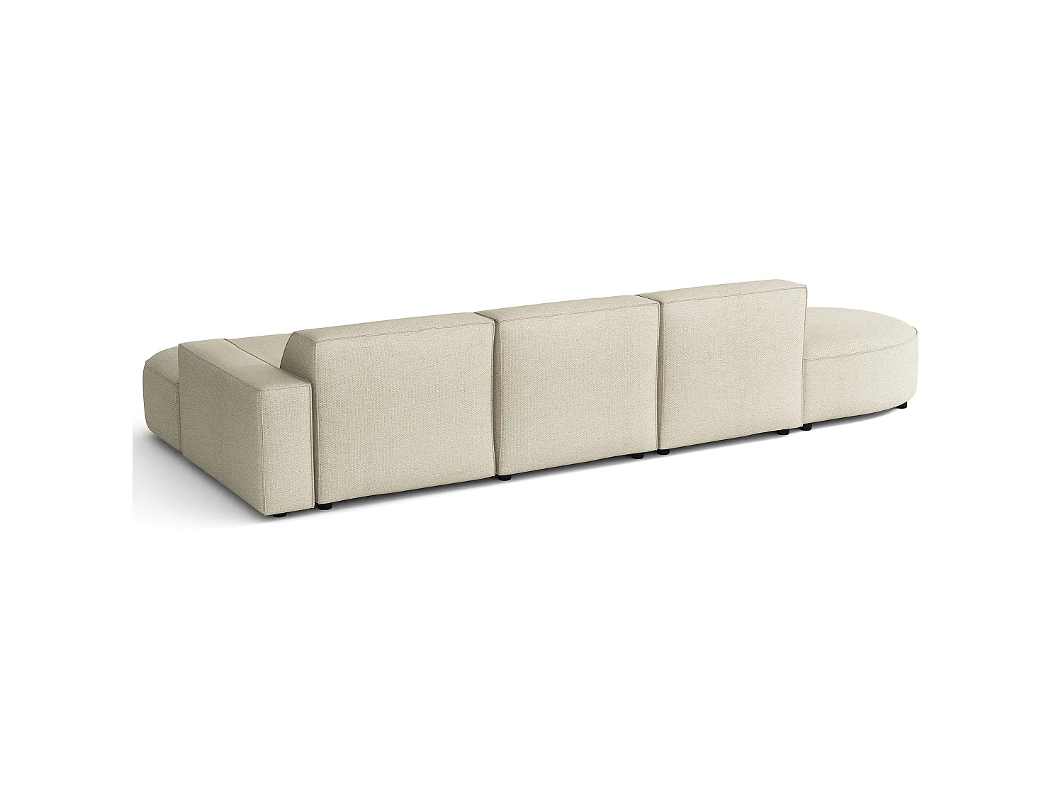 Hoekbank 3-zits, rechteropstelling, chenille crème, 358 cm – Sallmo