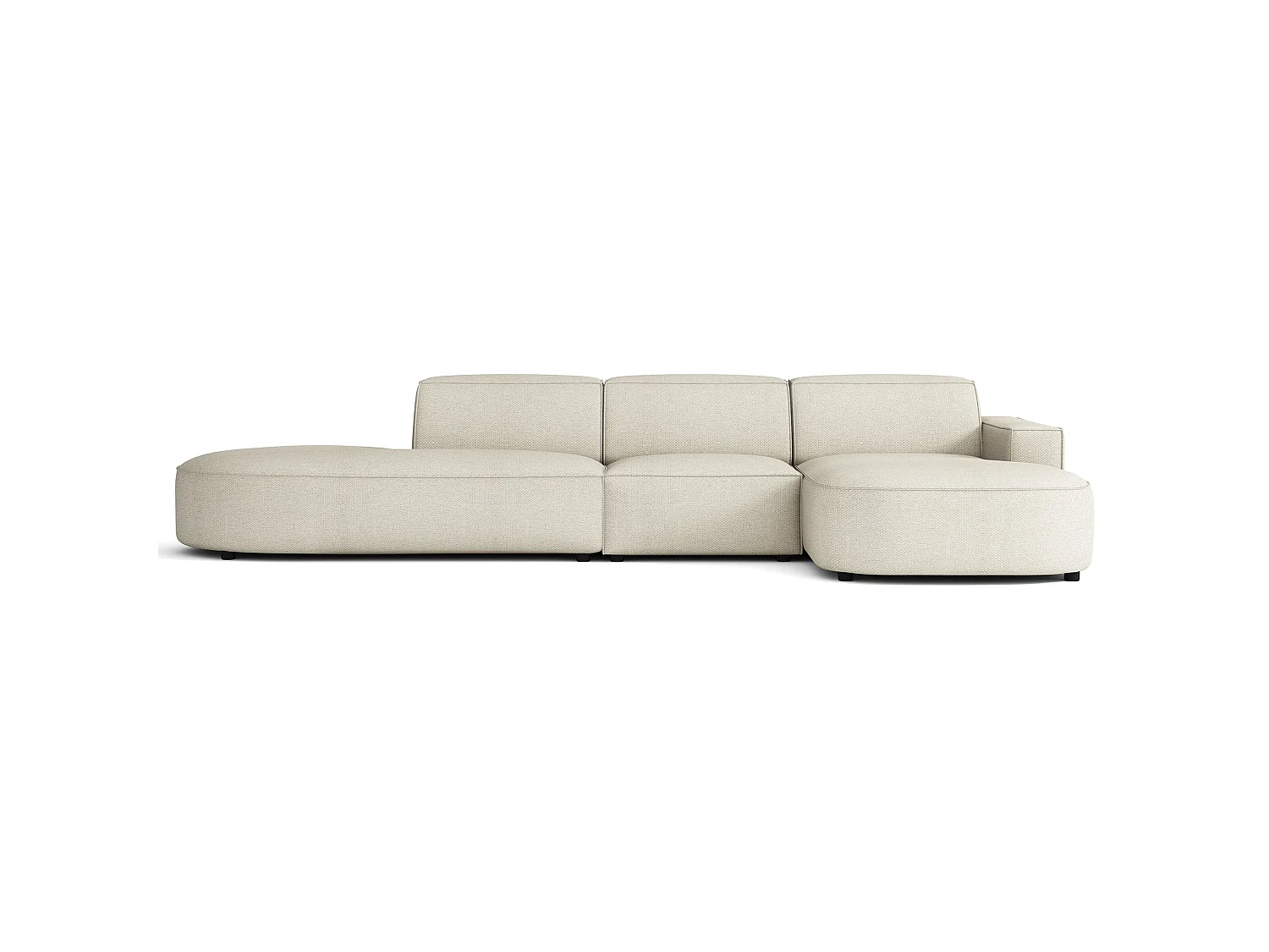 Hoekbank 3-zits, rechteropstelling, chenille crème, 358 cm – Sallmo