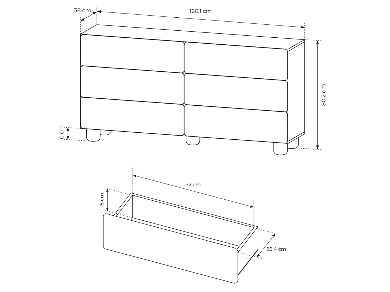 Dressoir, eiken, 160 cm – Lomo
