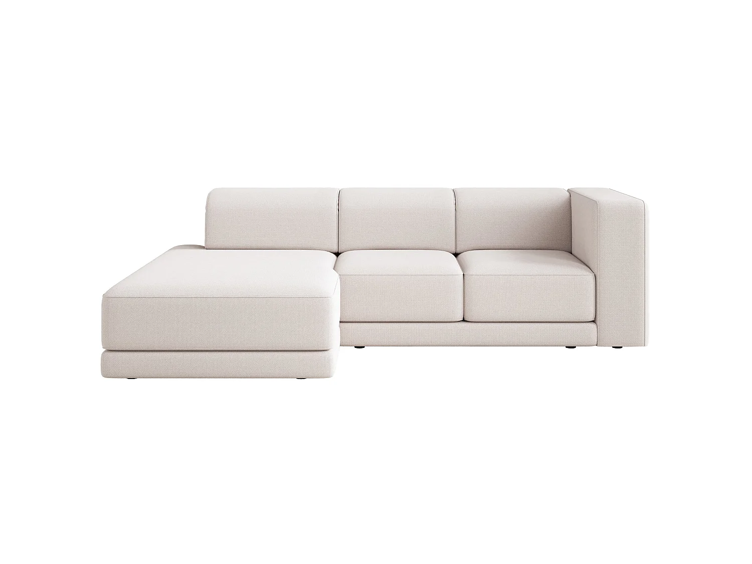 Ecksofa L-Form, 4-Sitzer, links, Chenille Creme, 278 cm - Novals