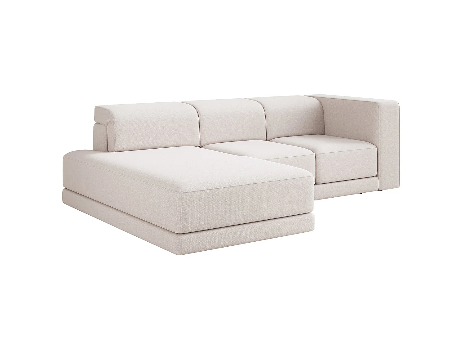 Ecksofa L-Form, 4-Sitzer, links, Chenille Creme, 278 cm - Novals