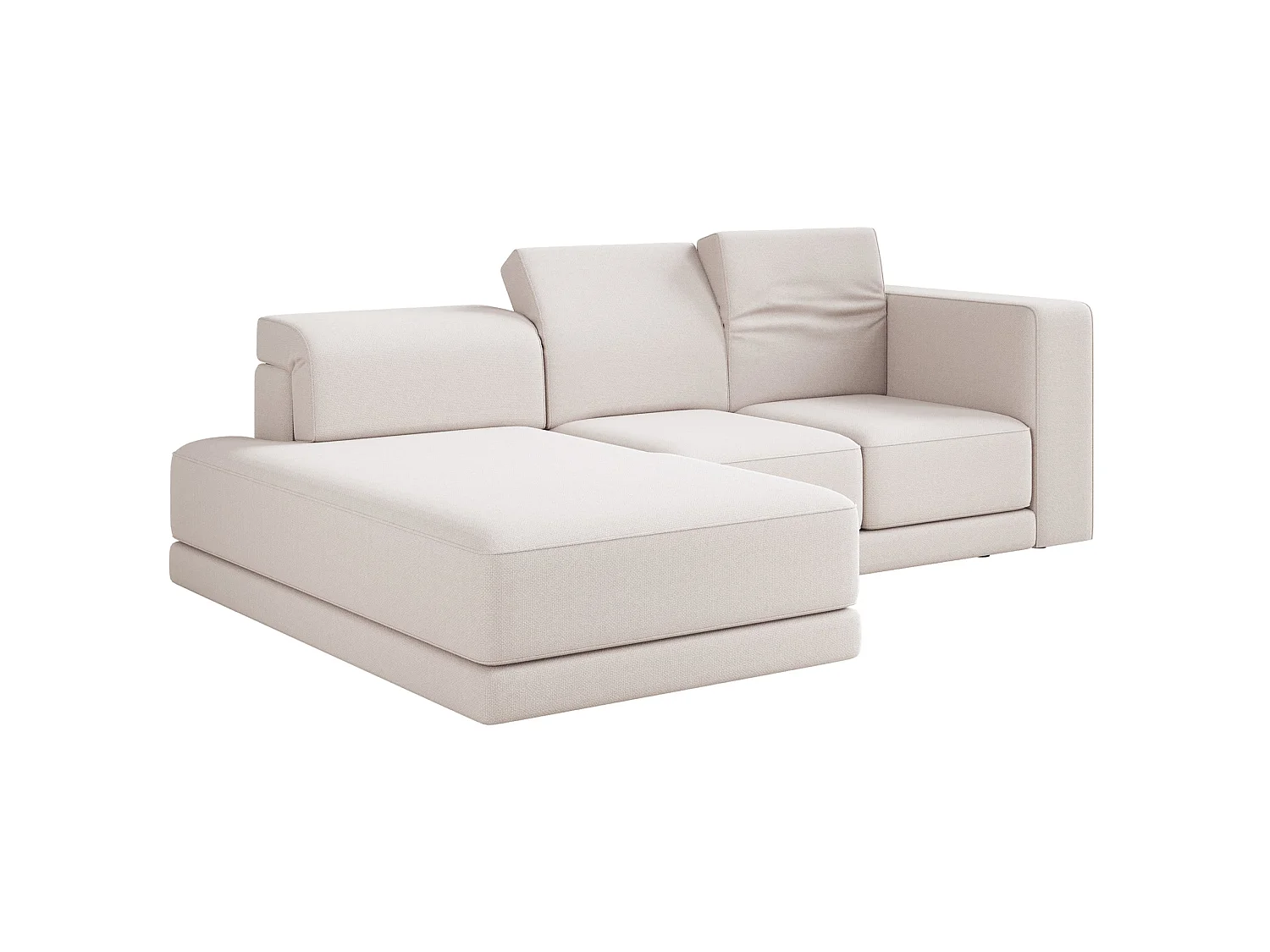 Ecksofa L-Form, 4-Sitzer, links, Chenille Creme, 278 cm - Novals