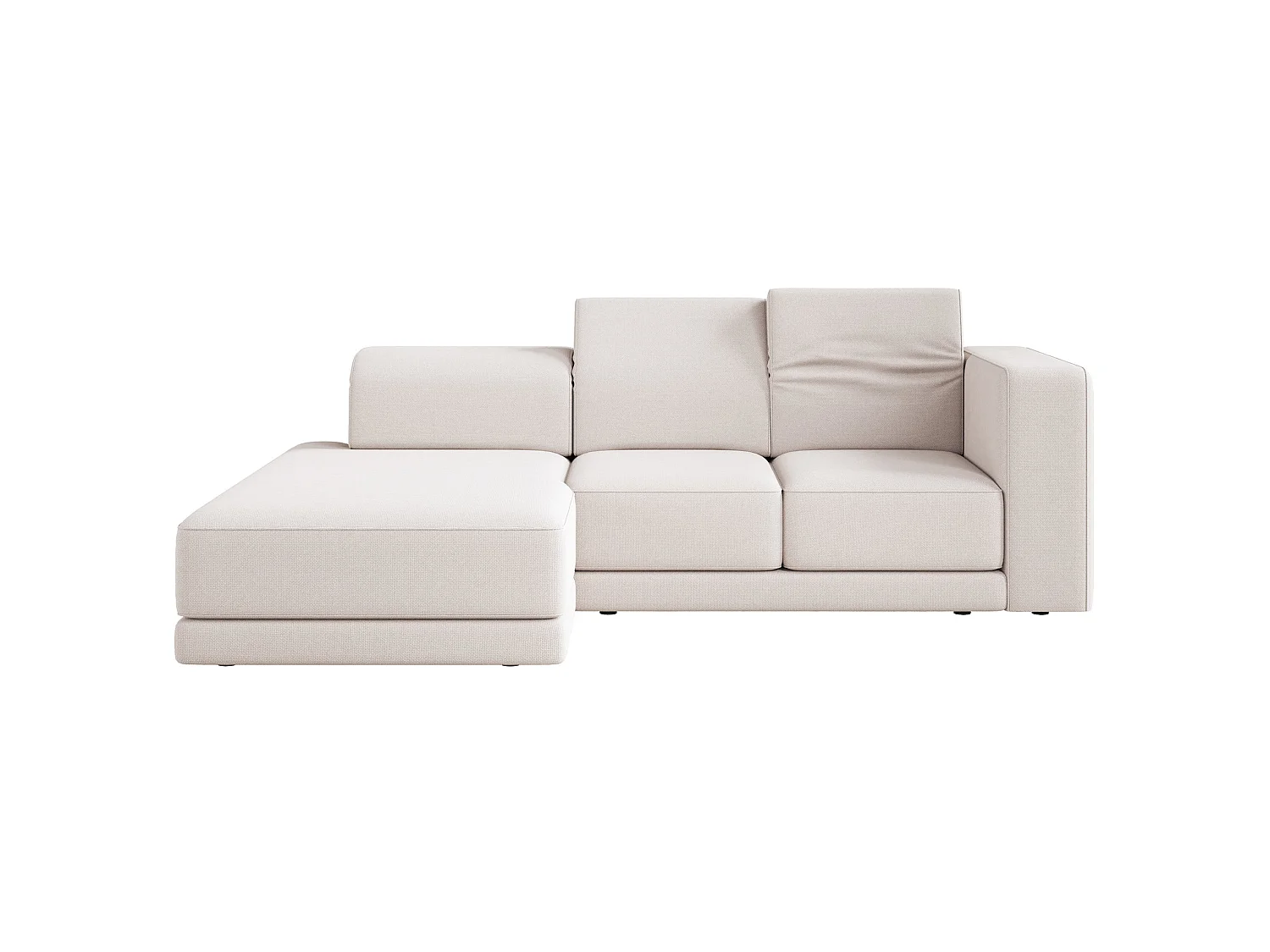 Ecksofa L-Form, 4-Sitzer, links, Chenille Creme, 278 cm - Novals