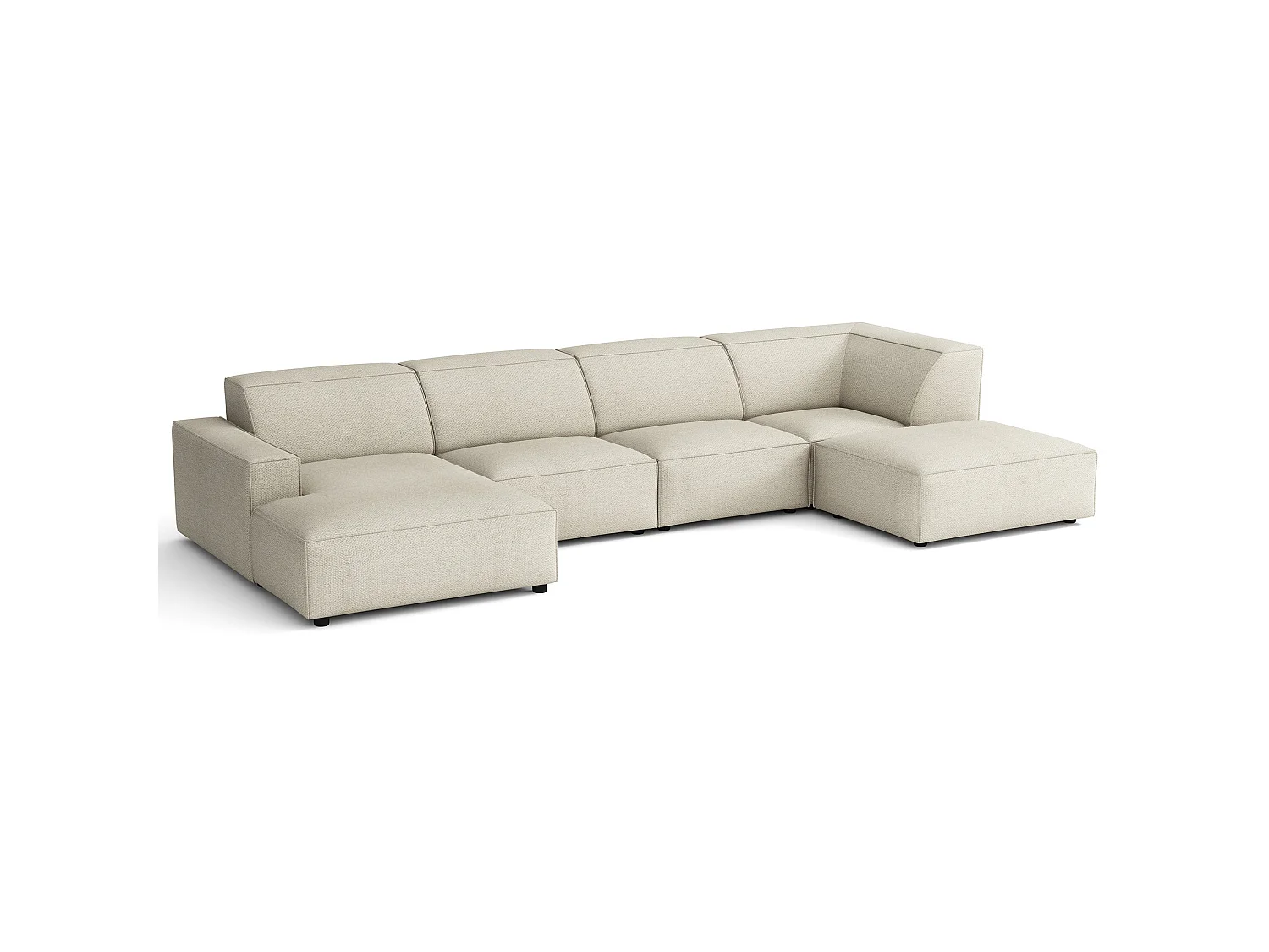 Hoekbank 3-zits, rechteropstelling, chenille lichtbruin, 358 cm – Sallmo