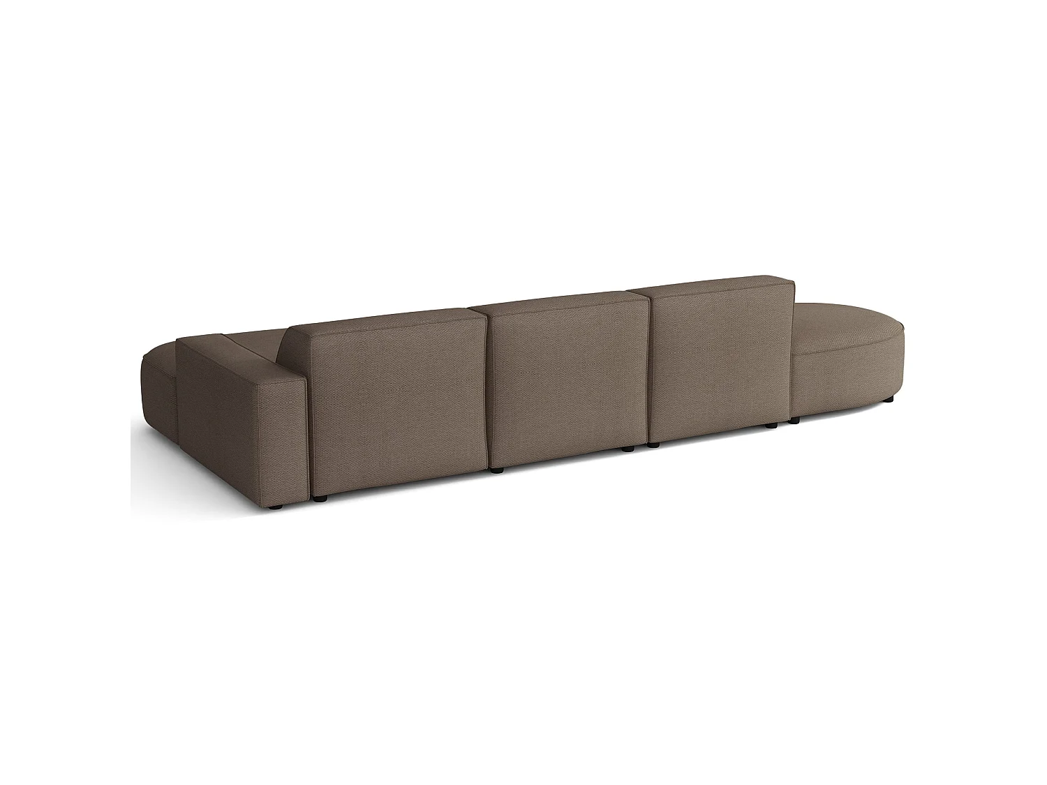 Hoekbank 3-zits, rechteropstelling, chenille lichtbruin, 358 cm – Sallmo