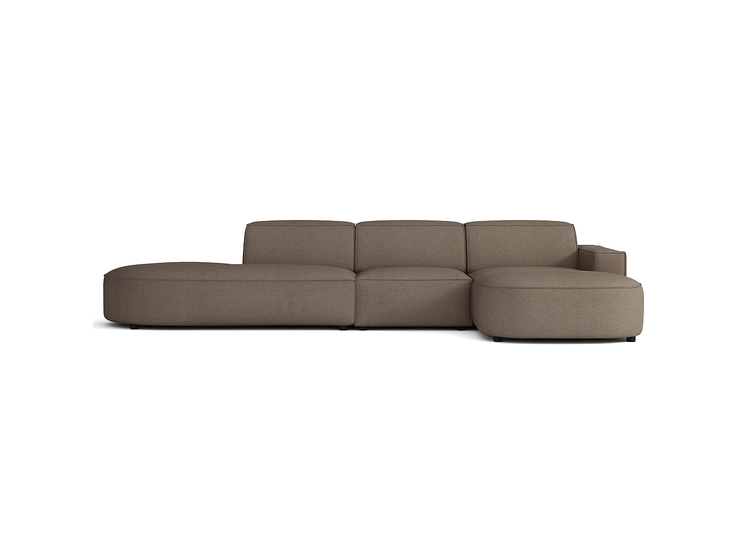 Hoekbank 3-zits, rechteropstelling, chenille lichtbruin, 358 cm – Sallmo