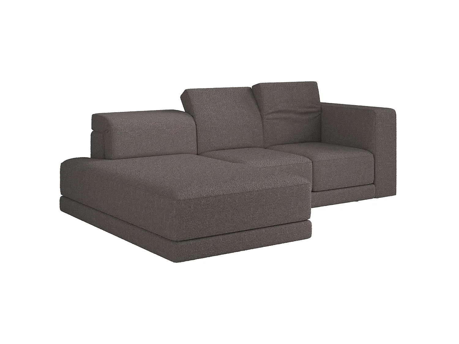 Canapé d'angle - 278 cm - Bouclé Marron - Novals