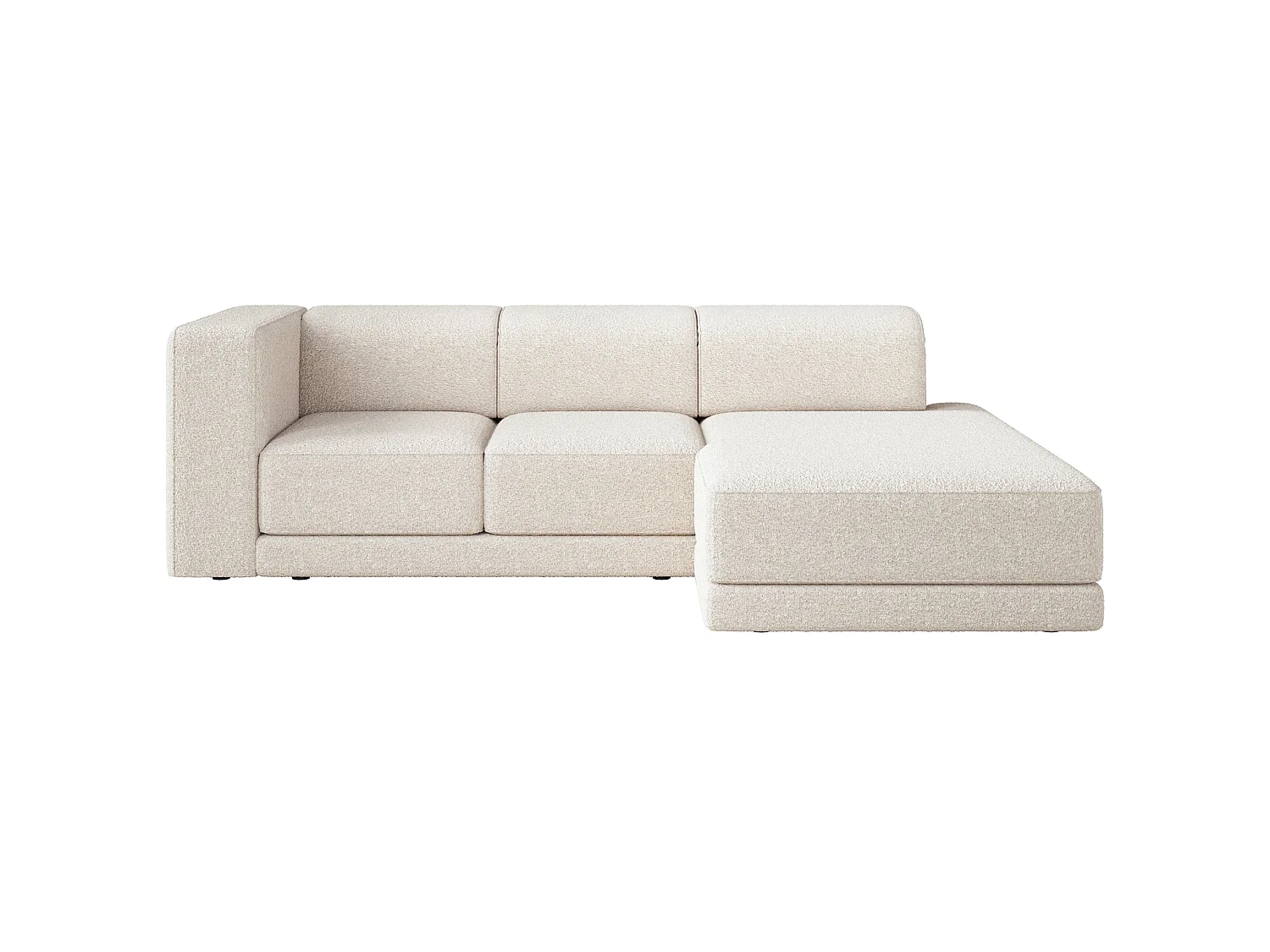 Ecksofa L-Form, 4-Sitzer, rechts, Bouclé Creme, 278 cm - Novals