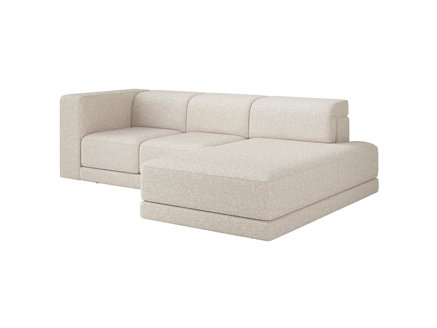 Ecksofa L-Form, 4-Sitzer, rechts, Bouclé Creme, 278 cm - Novals