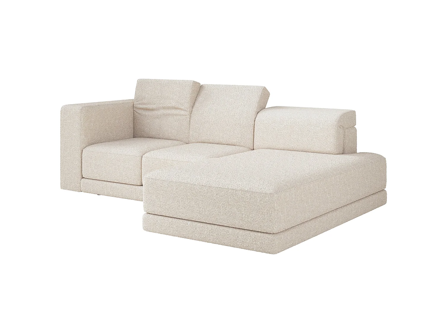 Ecksofa L-Form, 4-Sitzer, rechts, Bouclé Creme, 278 cm - Novals