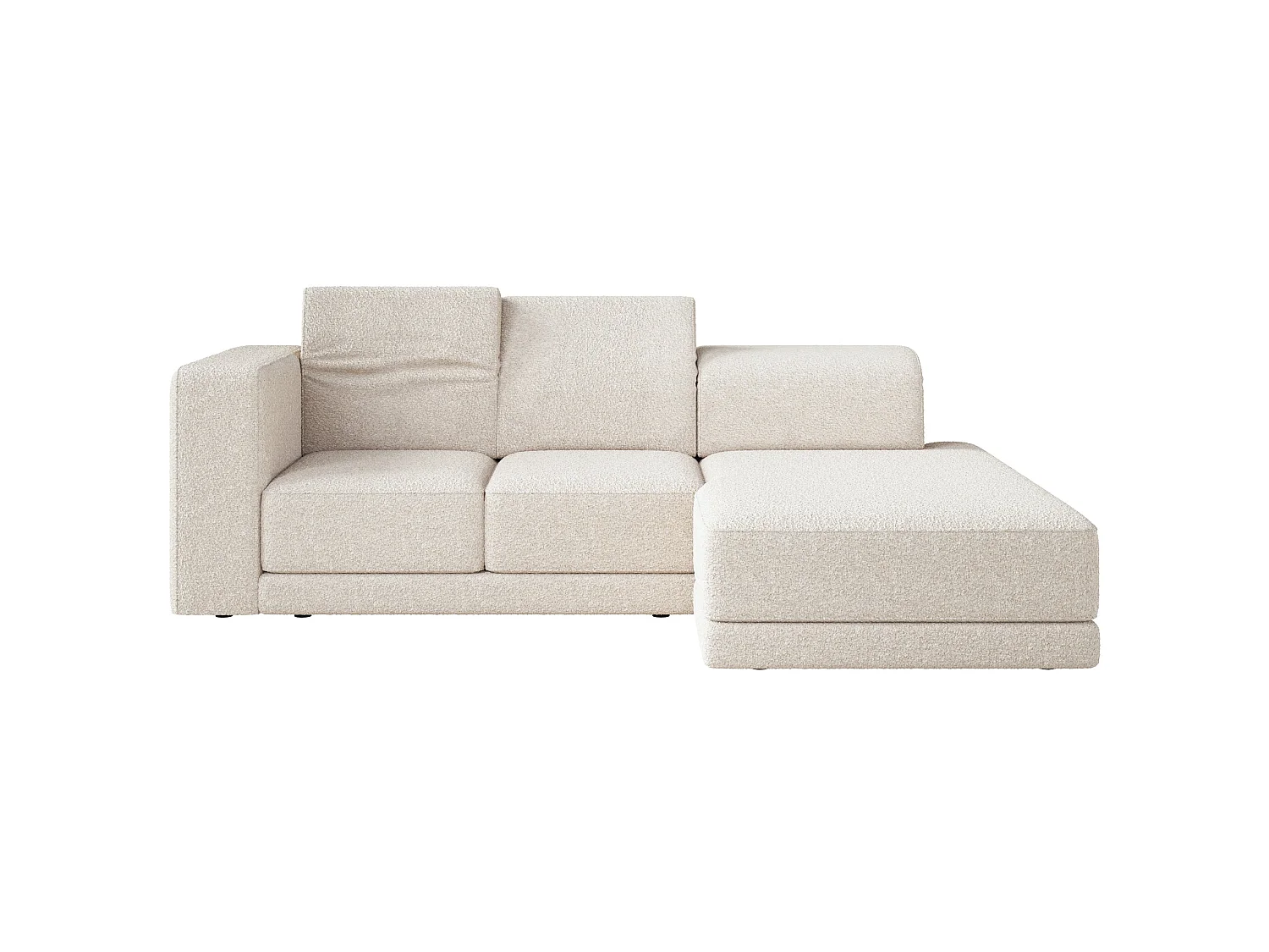 Ecksofa L-Form, 4-Sitzer, rechts, Bouclé Creme, 278 cm - Novals