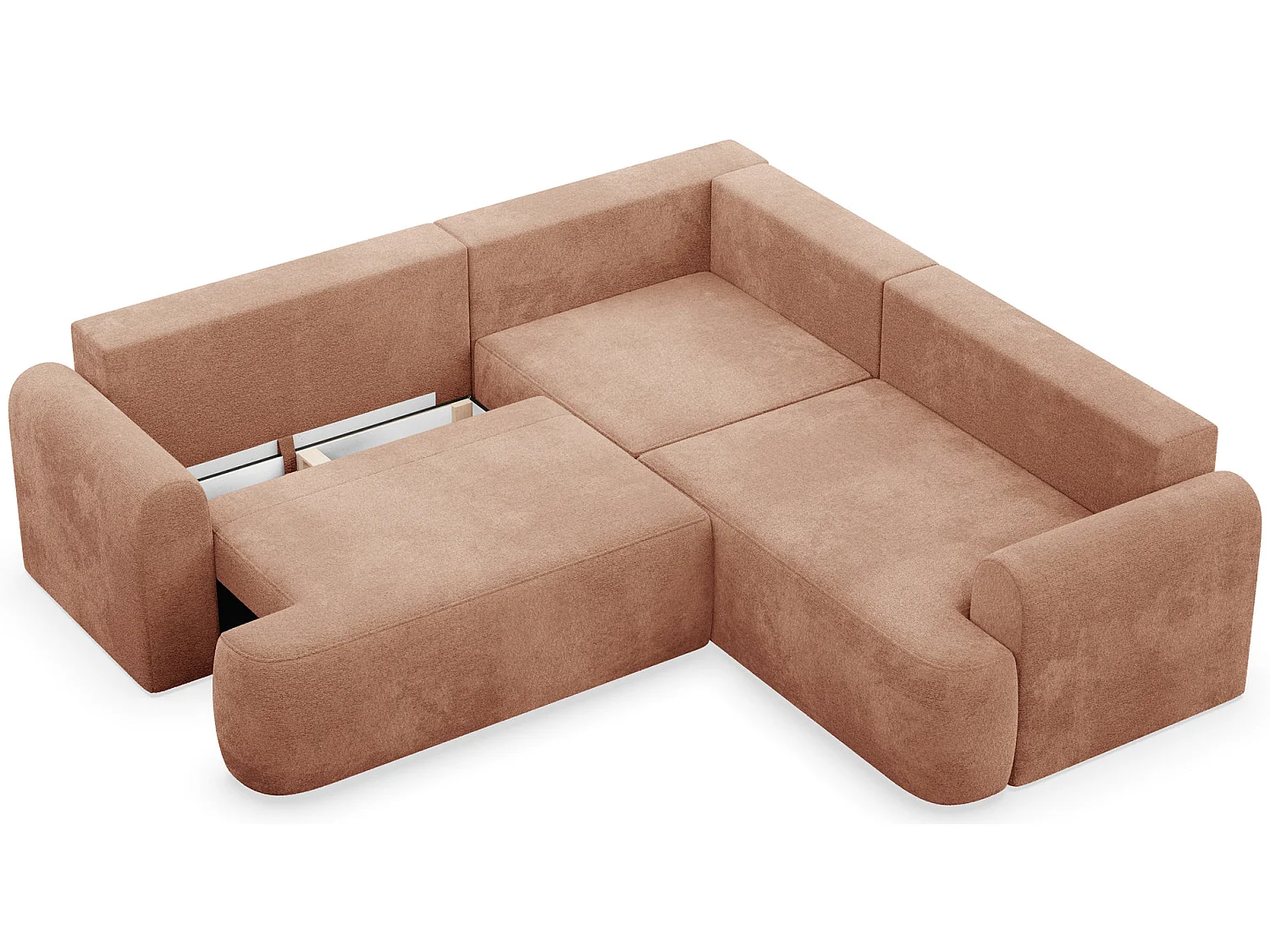 Canapé d'angle - 245 cm - chenille pêche - Kaveo universel avec angle