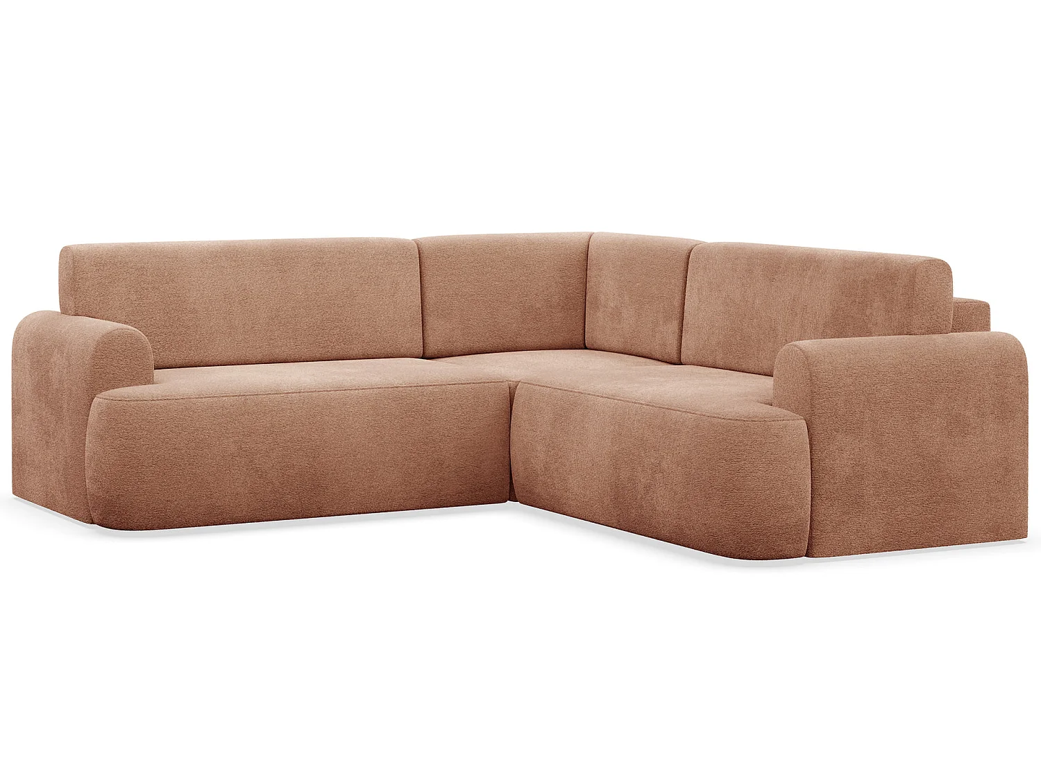 Canapé d'angle - 245 cm - chenille pêche - Kaveo universel avec angle