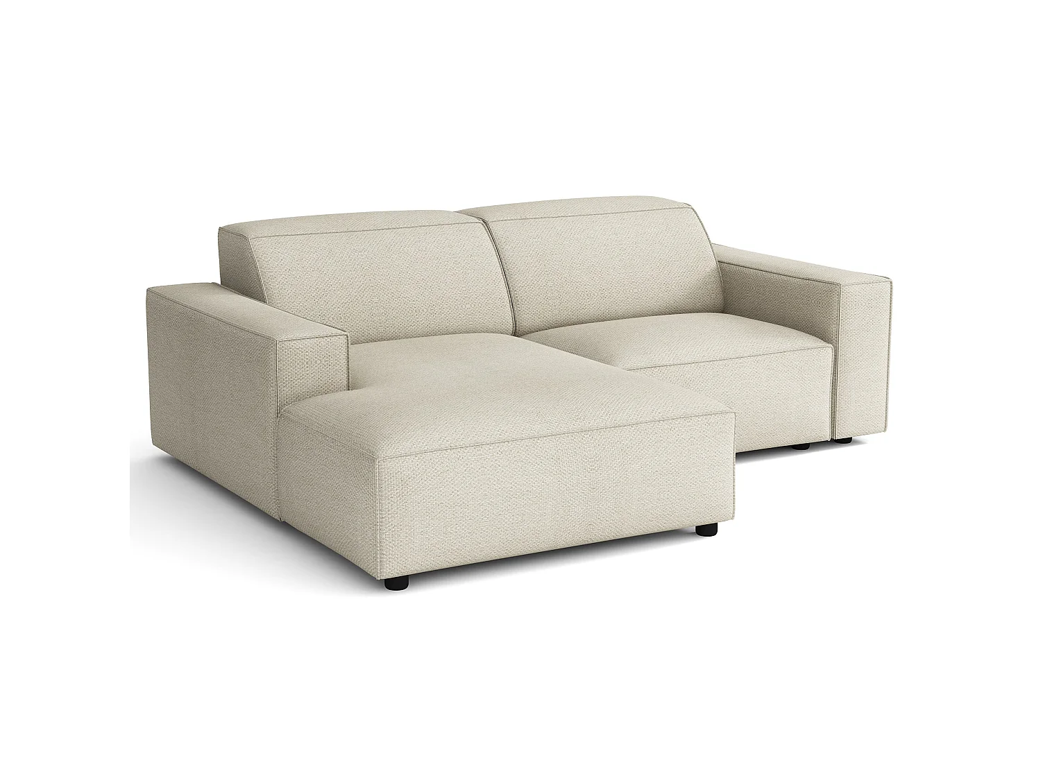 Canapé d'angle petit - 210 cm - gauche - Chenille Crème - Sellmo
