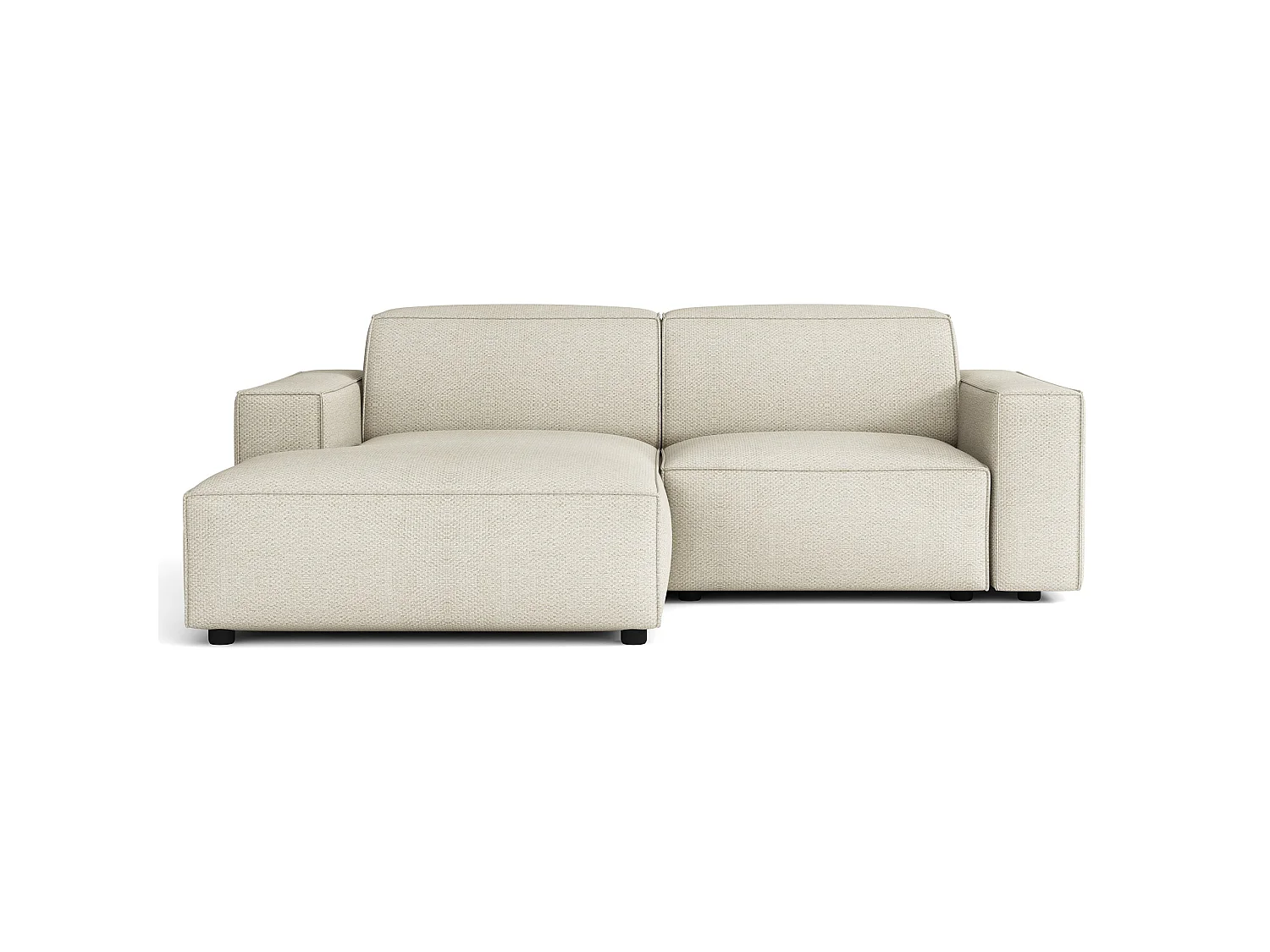 Canapé d'angle petit - 210 cm - gauche - Chenille Crème - Sellmo