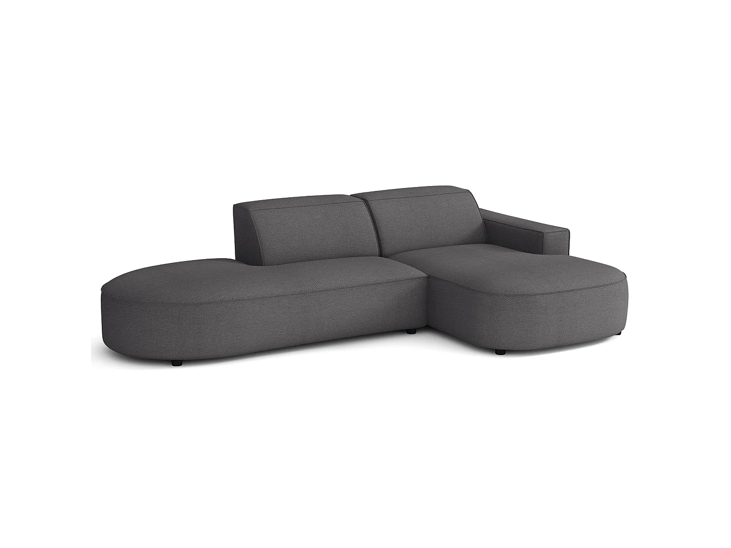 Hoekbank 3-zits, rechteropstelling, chenille donkergrijs, 276 cm – Sallmo