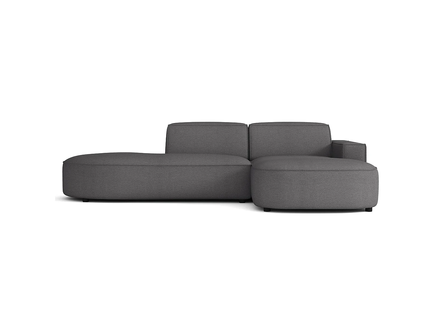 Hoekbank 3-zits, rechteropstelling, chenille donkergrijs, 276 cm – Sallmo