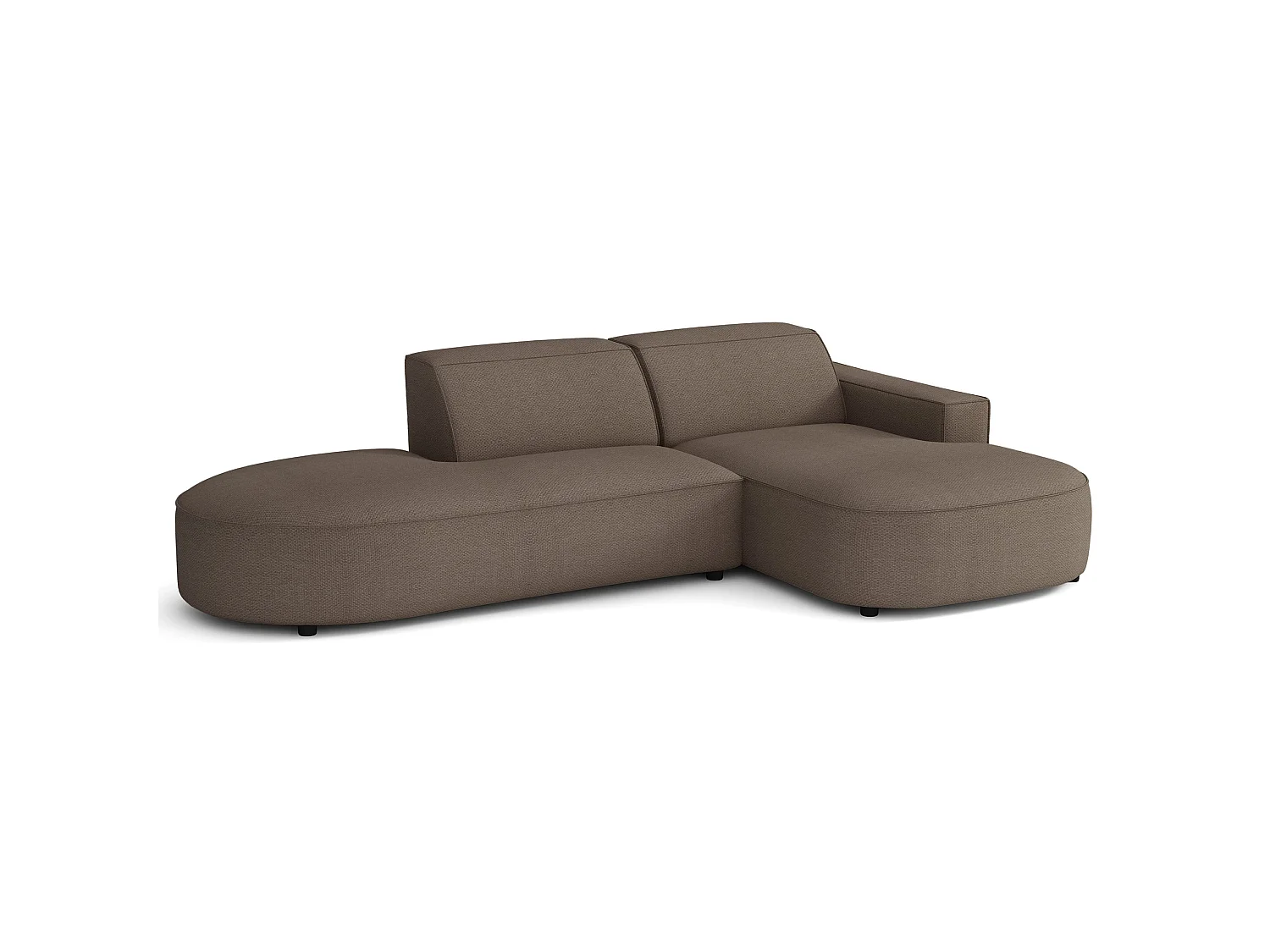 Hoekbank 3-zits, rechteropstelling, chenille lichtbruin, 276 cm – Sallmo