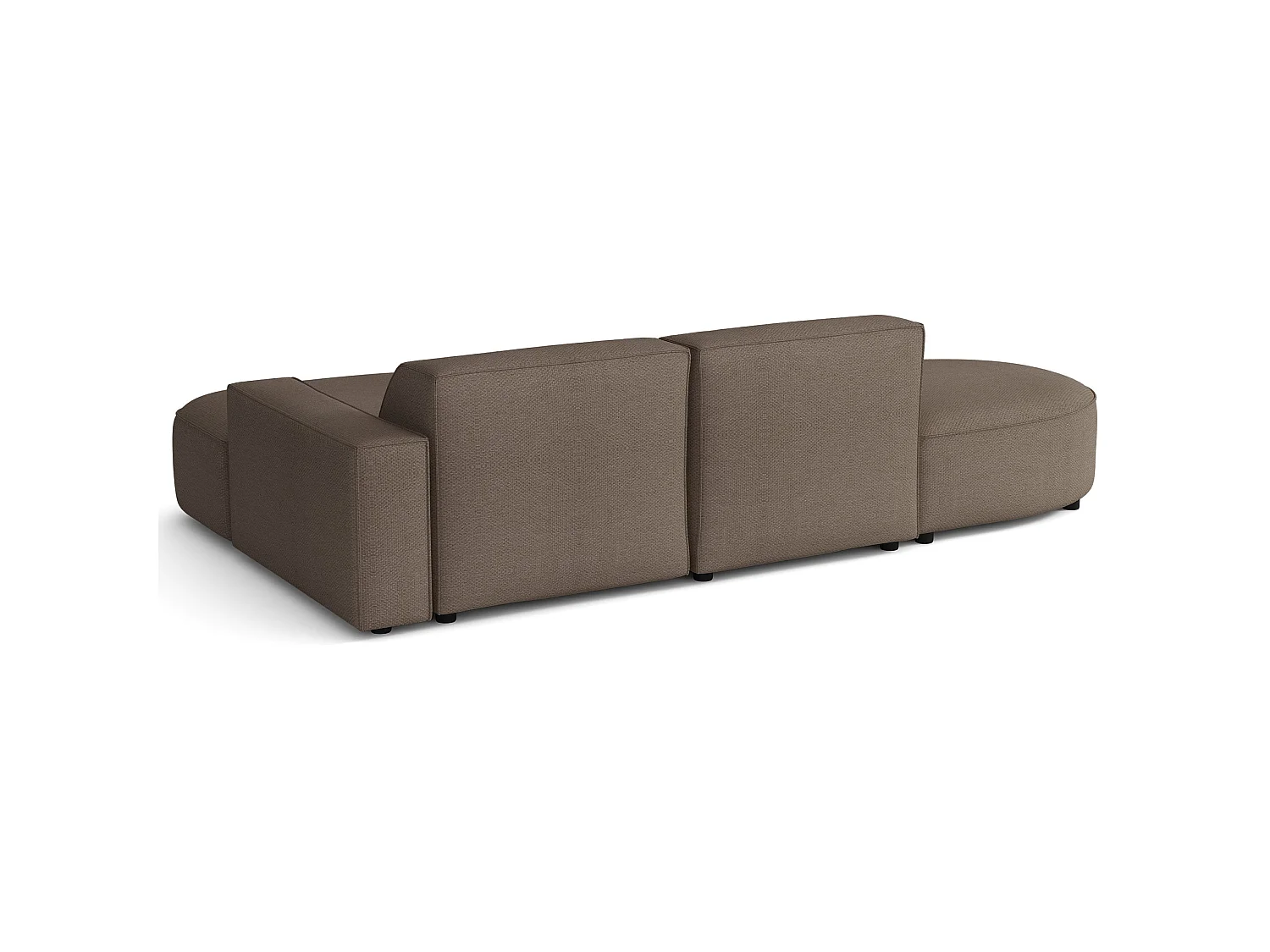 Hoekbank 3-zits, rechteropstelling, chenille lichtbruin, 276 cm – Sallmo