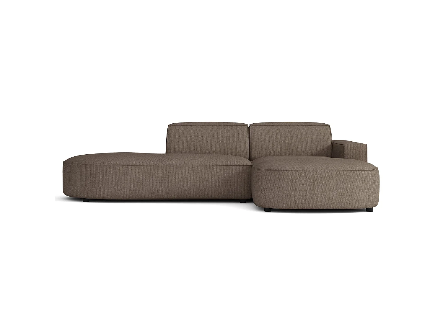 Hoekbank 3-zits, rechteropstelling, chenille lichtbruin, 276 cm – Sallmo