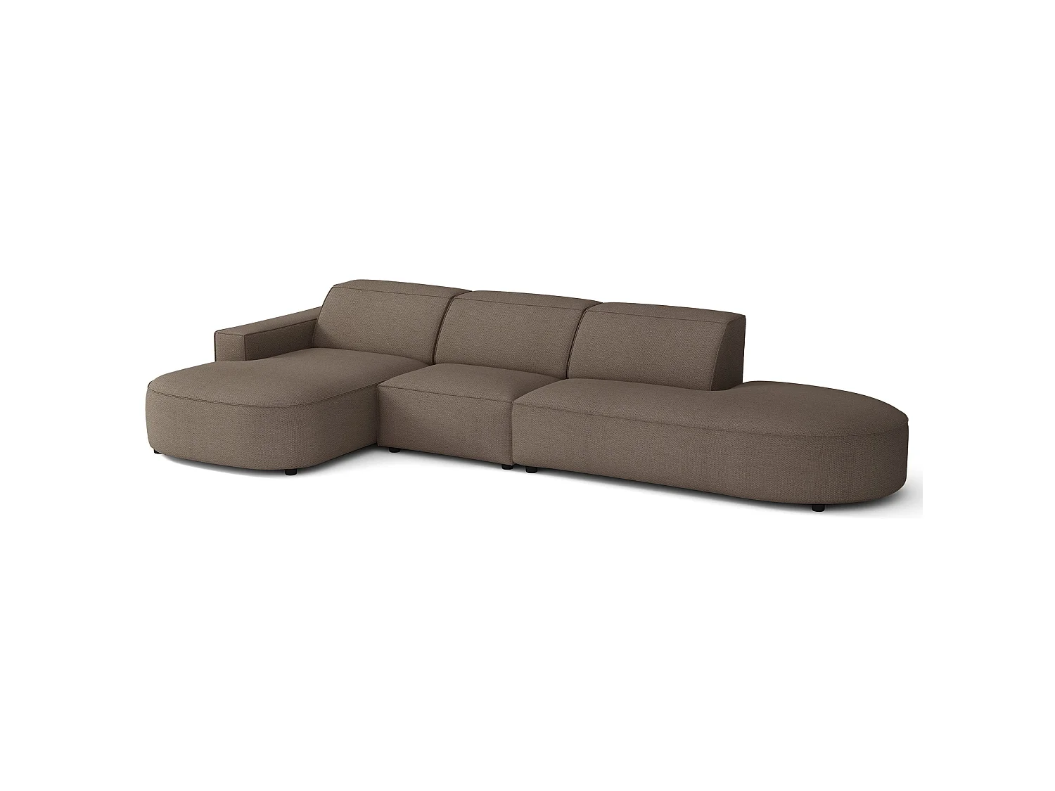 Hoekbank 3-zits, linkeropstelling, chenille lichtbruin, 358 cm – Sallmo