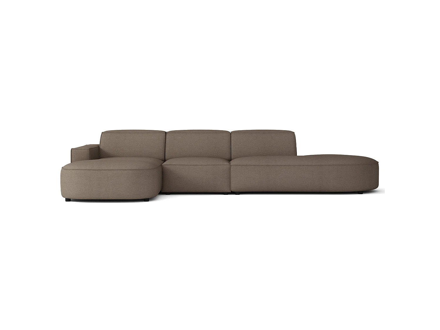Hoekbank 3-zits, linkeropstelling, chenille lichtbruin, 358 cm – Sallmo