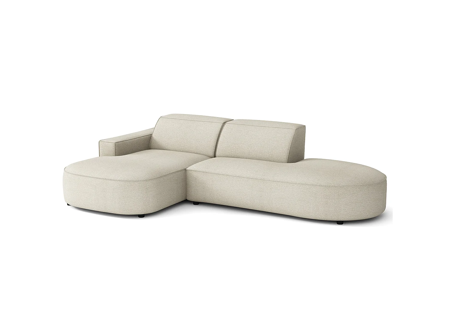 Hoekbank 3-zits, linkeropstelling, chenille crème, 276 cm – Sallmo