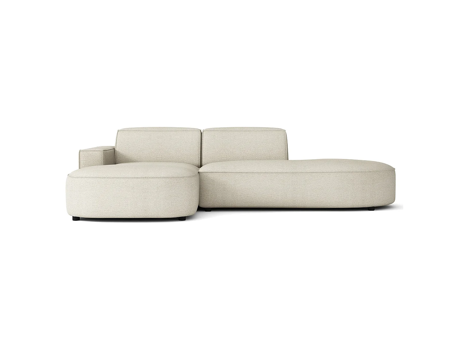 Hoekbank 3-zits, linkeropstelling, chenille crème, 276 cm – Sallmo