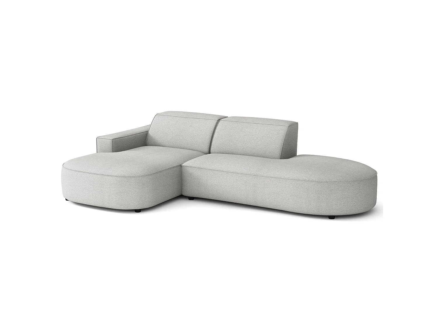 Hoekbank 3-zits, linkeropstelling, chenille lichtgrijs, 276 cm – Sallmo