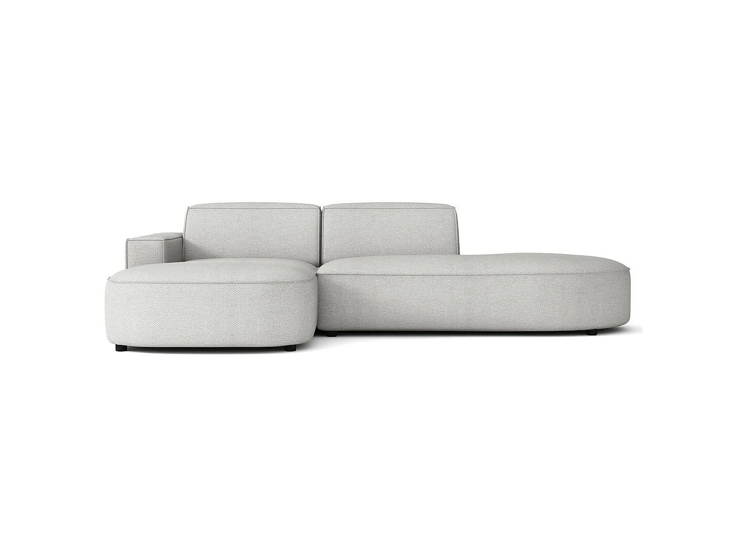 Hoekbank 3-zits, linkeropstelling, chenille lichtgrijs, 276 cm – Sallmo