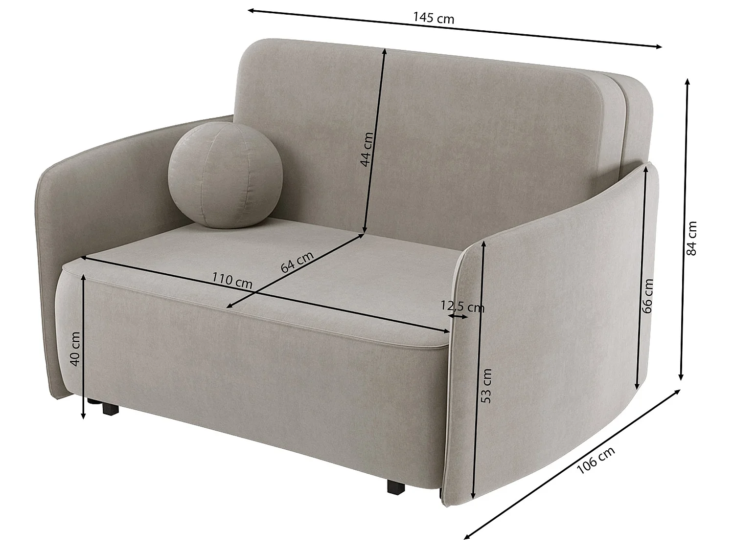 Slaapbank, donkergrijs, 165 cm – Paxi, chenille stof