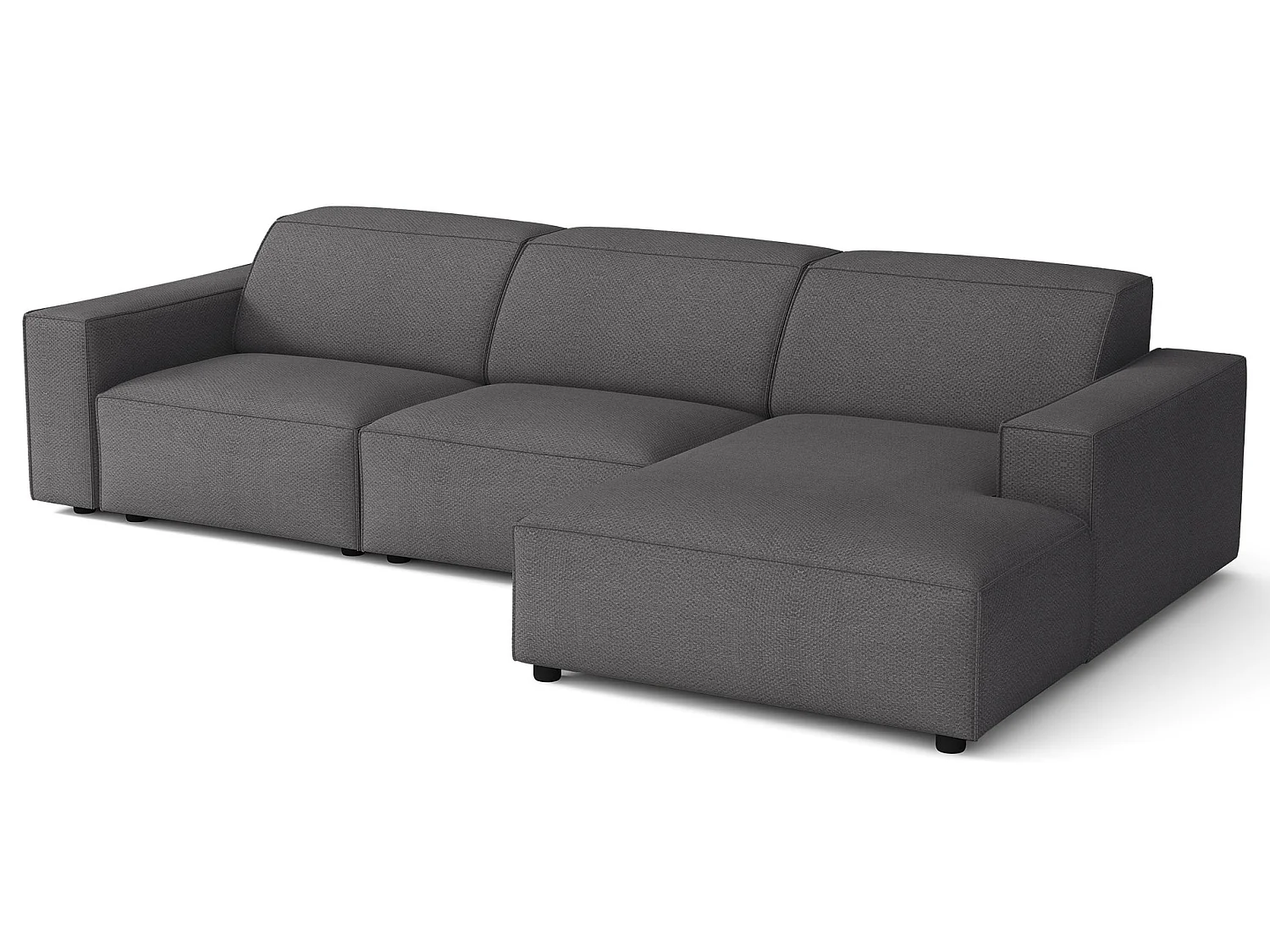 Canapé d'angle - 287 cm - droite - Chenille Gris foncé - Sellmo