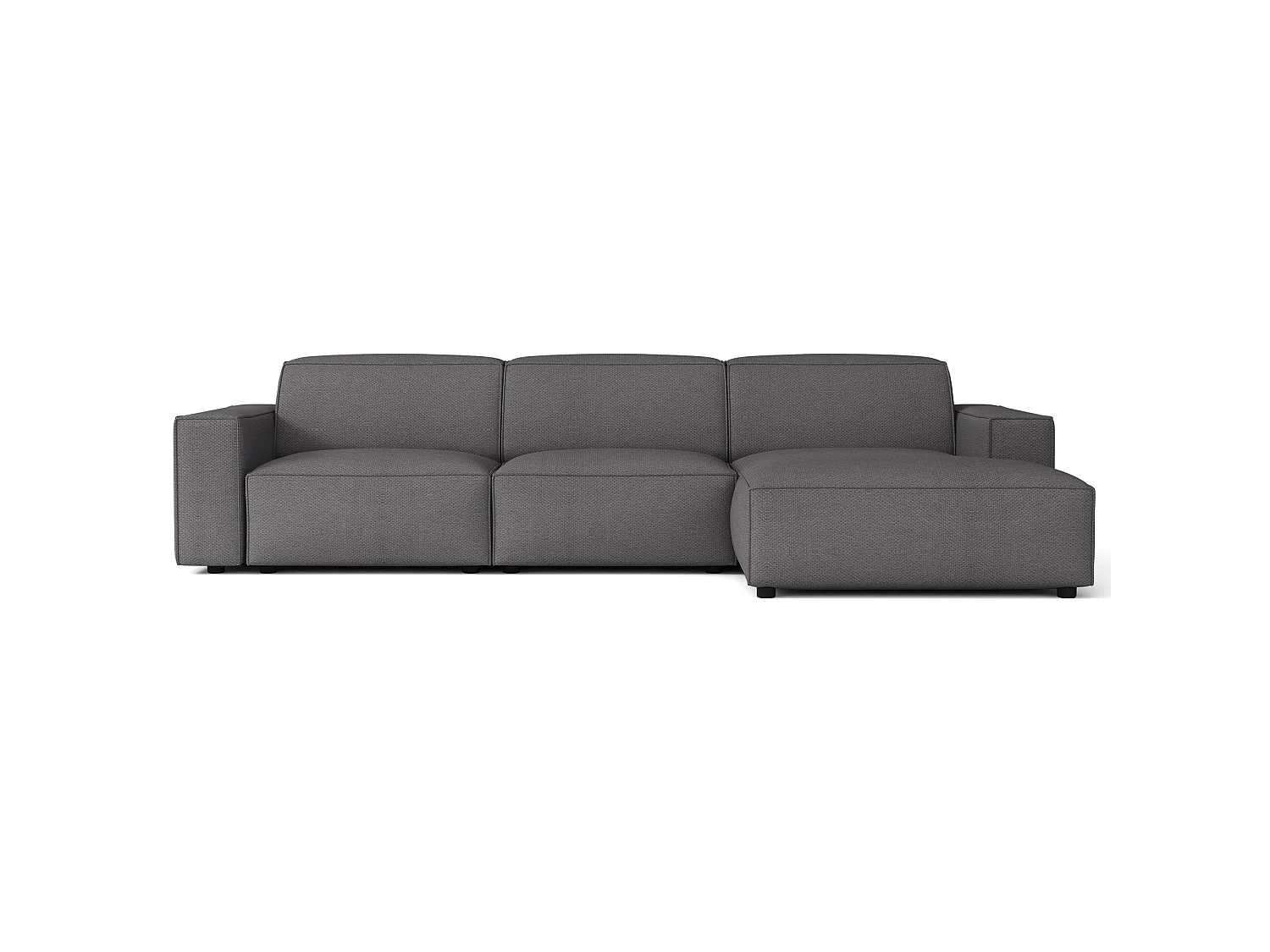 Canapé d'angle - 287 cm - droite - Chenille Gris foncé - Sellmo