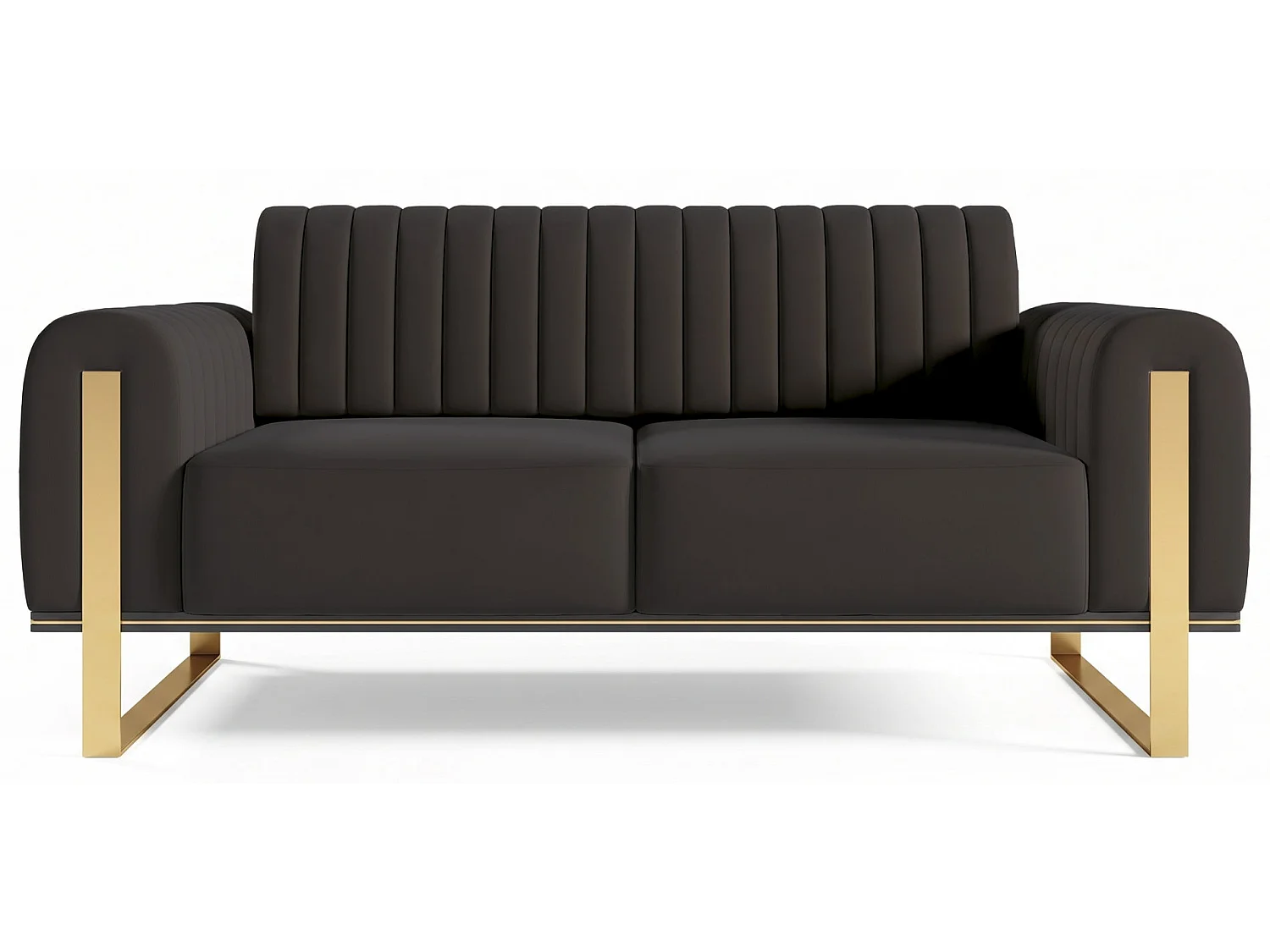 Canapé - 164 cm - velours Noir pieds dorés - Parissa