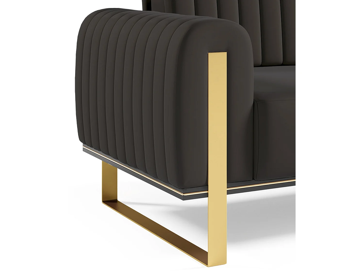 Canapé - 164 cm - velours Noir pieds dorés - Parissa