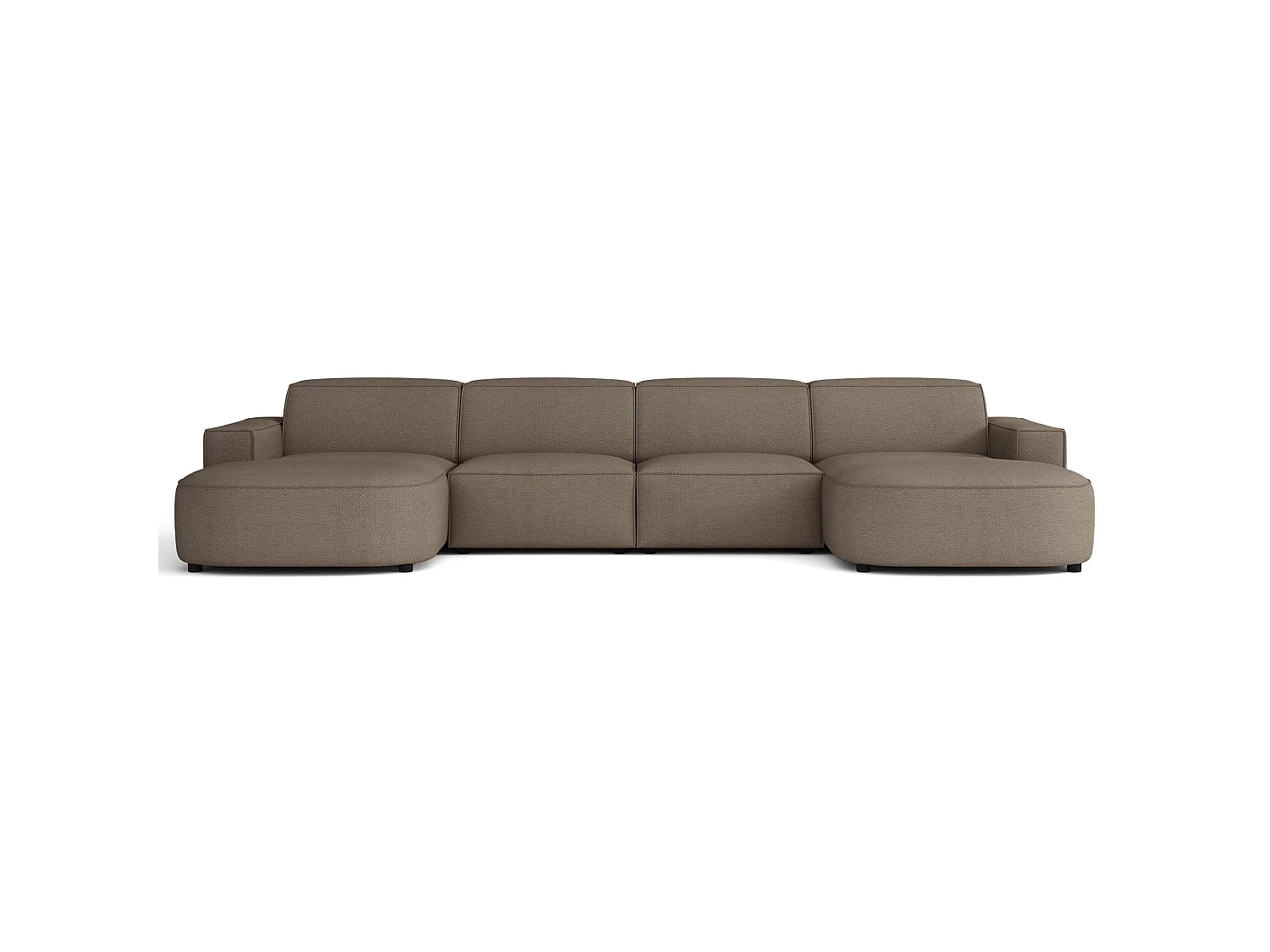 Canapé d'angle - 374 cm - Chenille Brun clair - Sallmo