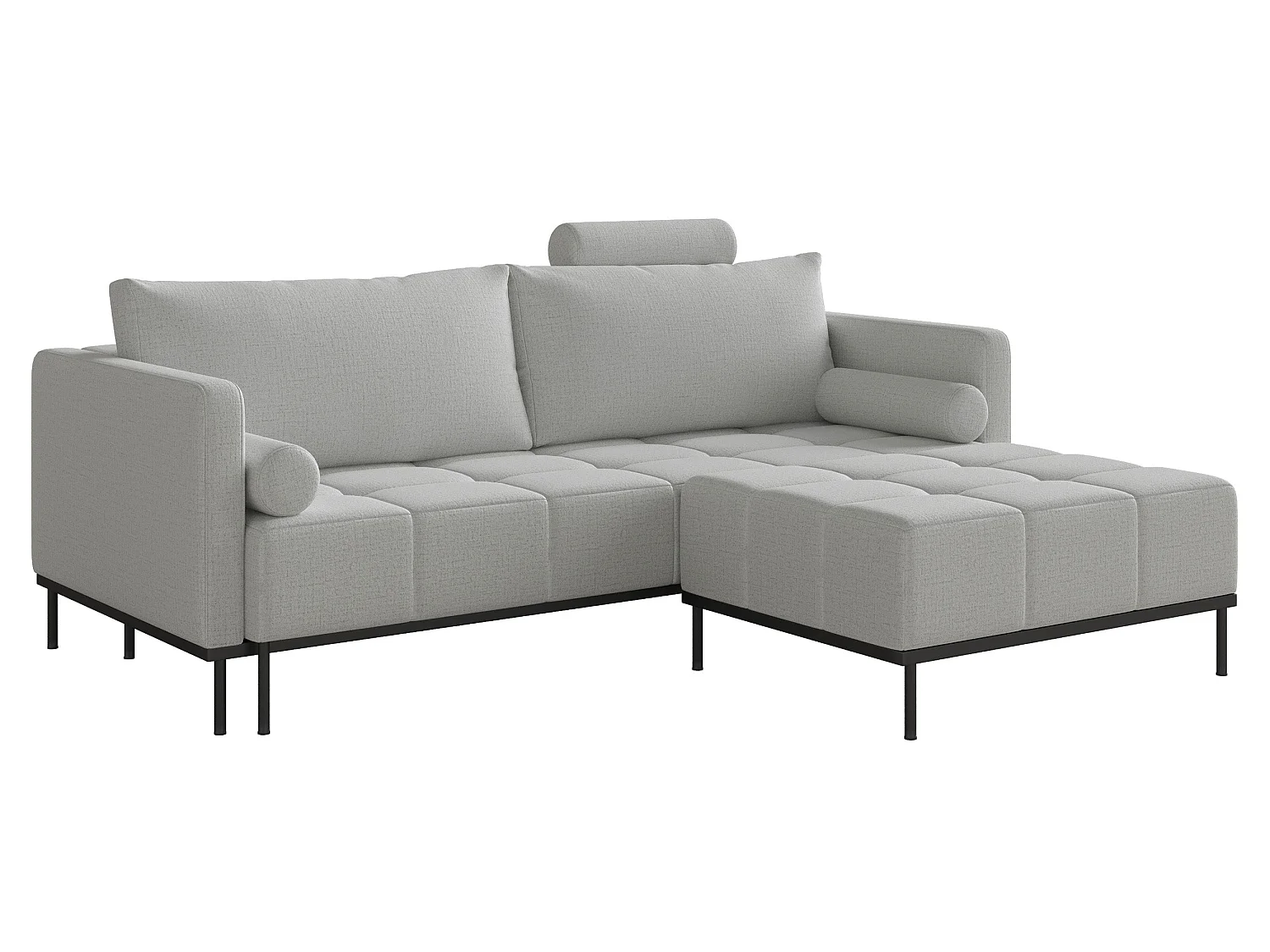 Canapé - 224 cm - Chenille Gris clair - Skilia