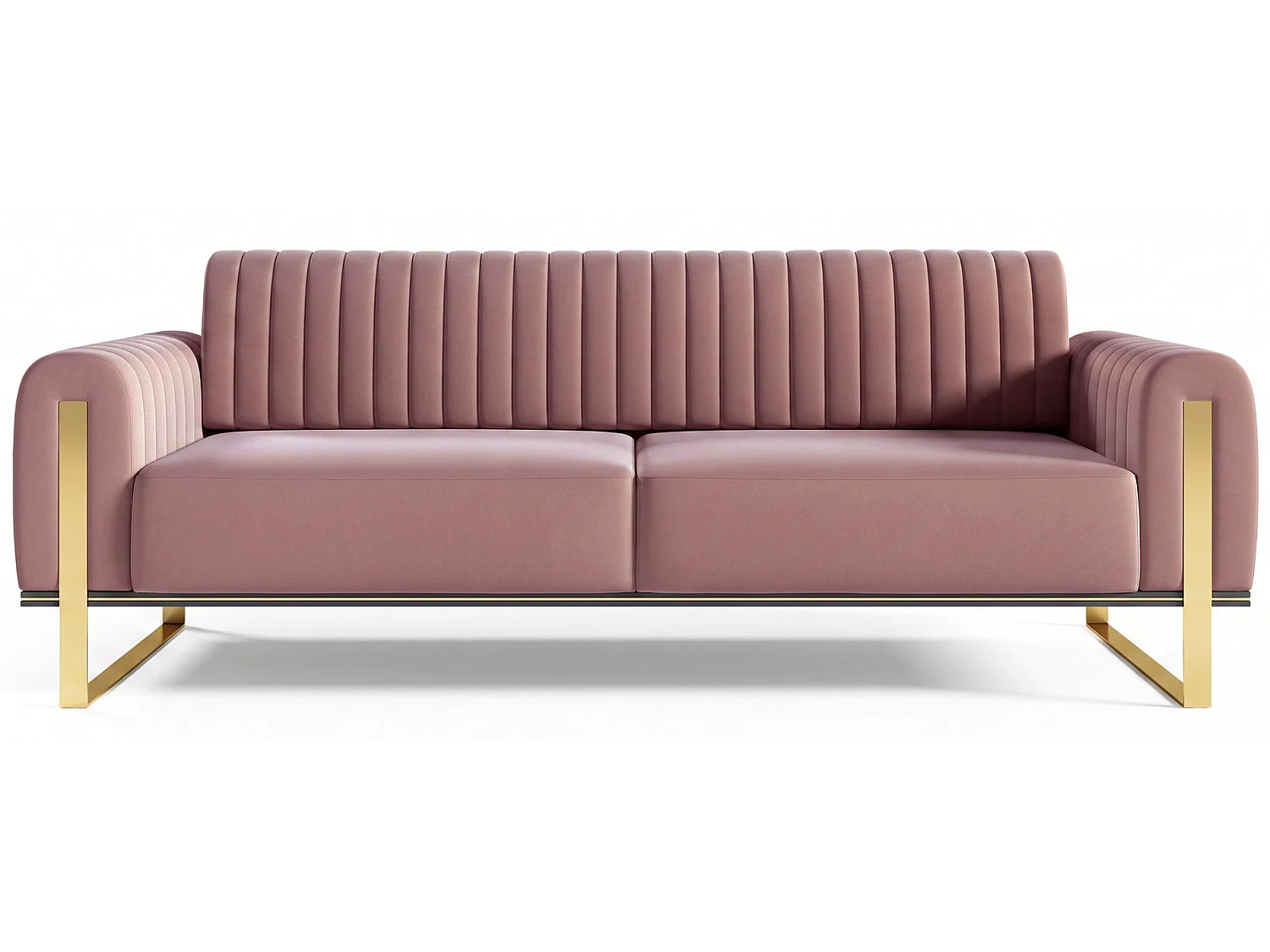 Slaapbank, velours roze gouden poten, 228 cm – Parissa
