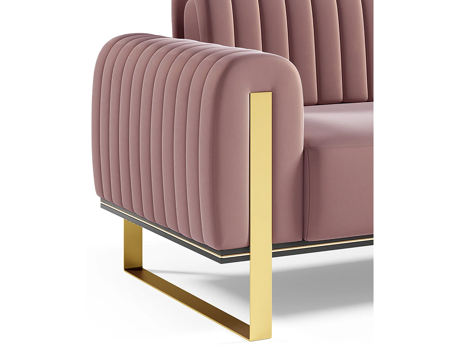 Slaapbank, velours roze gouden poten, 228 cm – Parissa