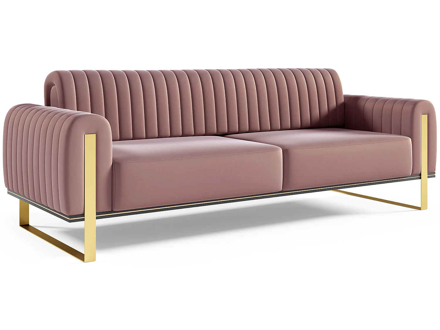 Slaapbank, velours roze gouden poten, 228 cm – Parissa