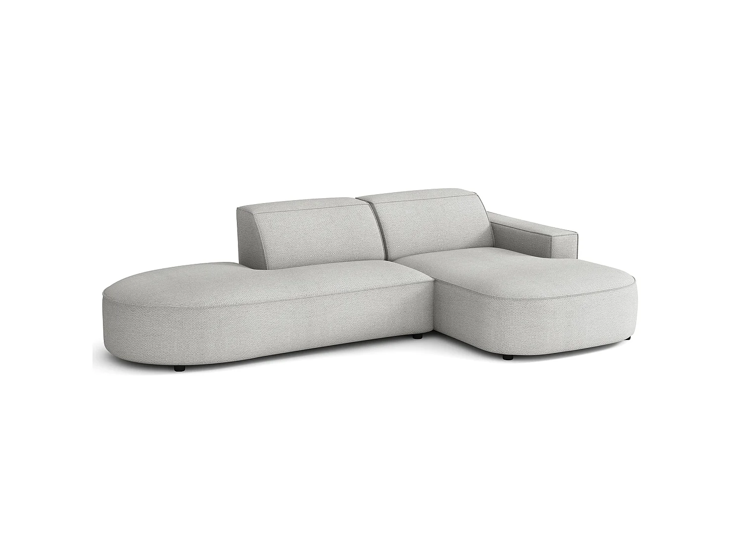 Hoekbank 3-zits, rechteropstelling, chenille lichtgrijs, 276 cm – Sallmo