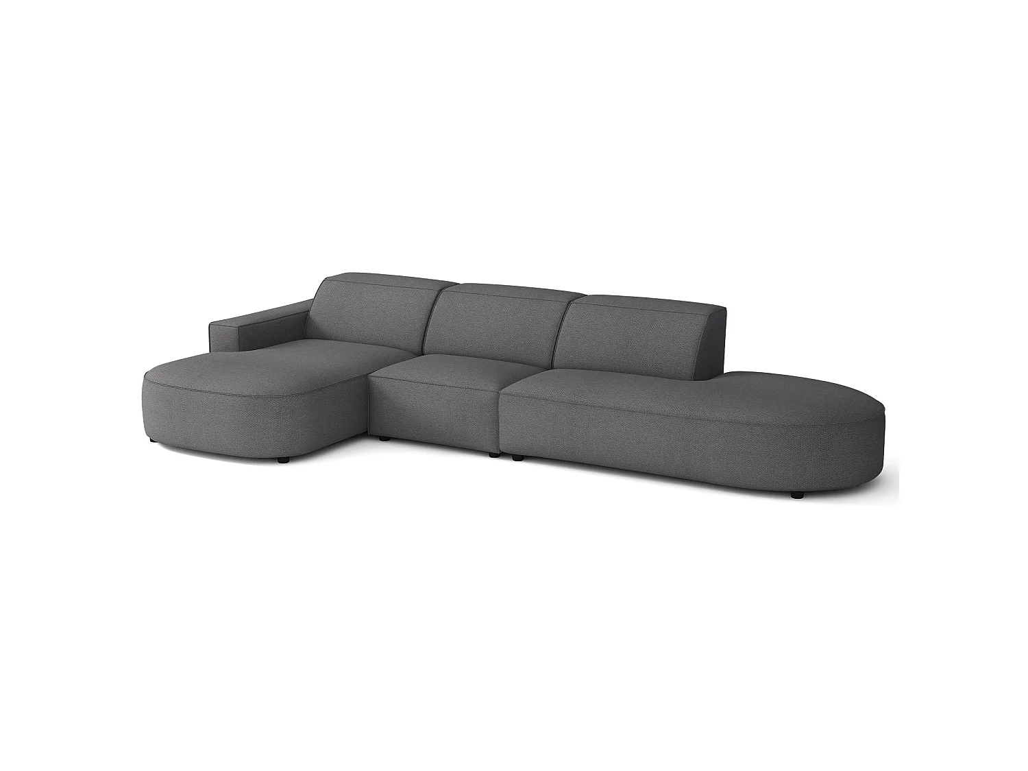 Canapé d'angle - 358 cm - Chenille Gris foncé - Sallmo