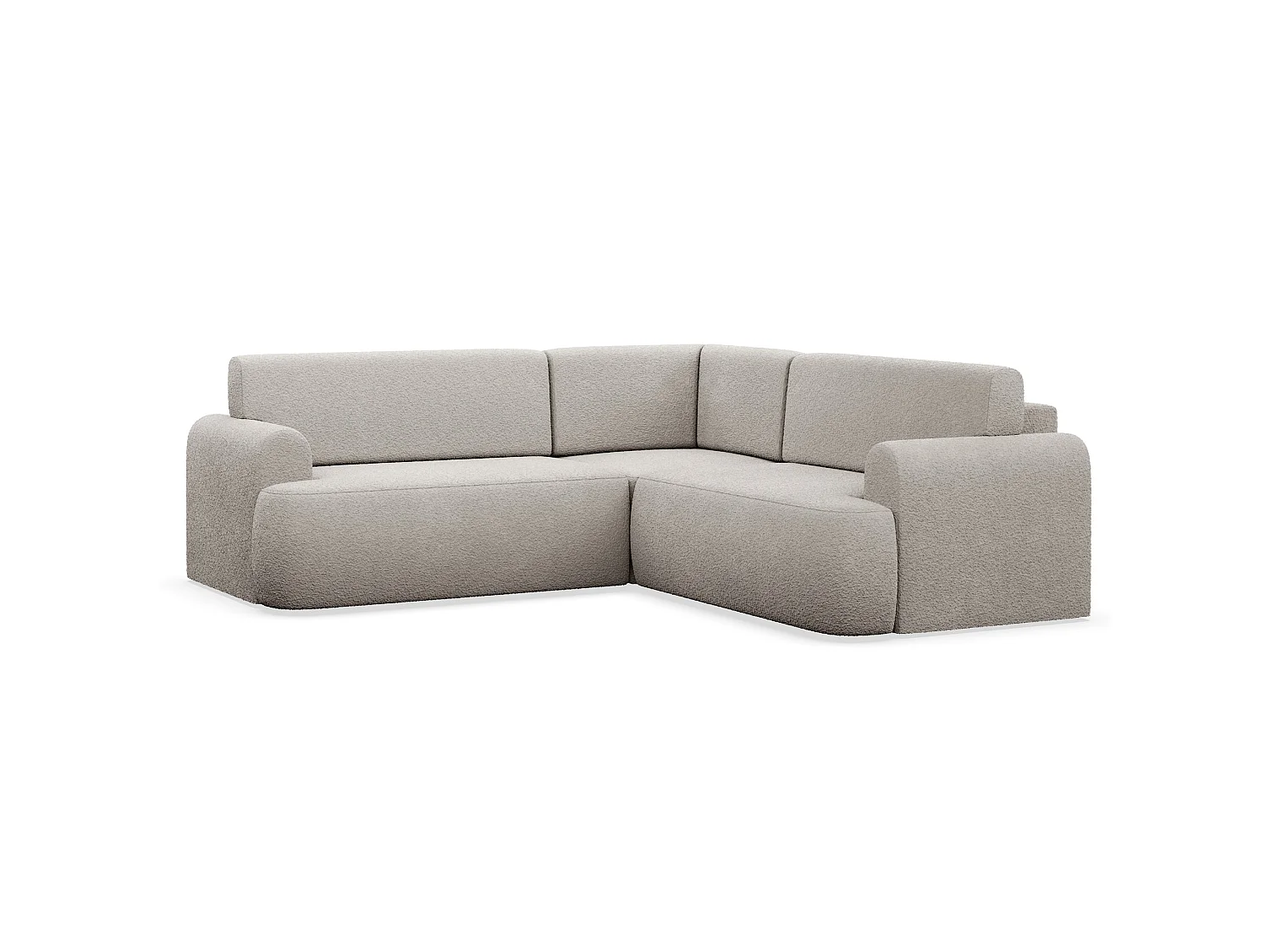 L-vormige hoekslaapbank Kaveo met opbergruimte, beige pluche universeel met hoek