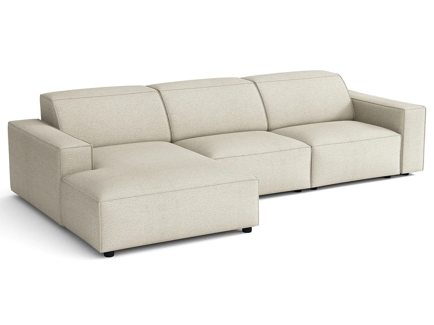 Ecksofa, Chenille Creme, 287 cm - Sellmo