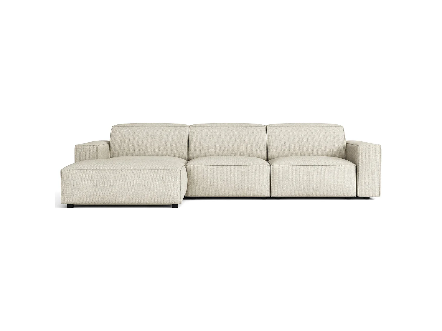 Ecksofa, Chenille Creme, 287 cm - Sellmo